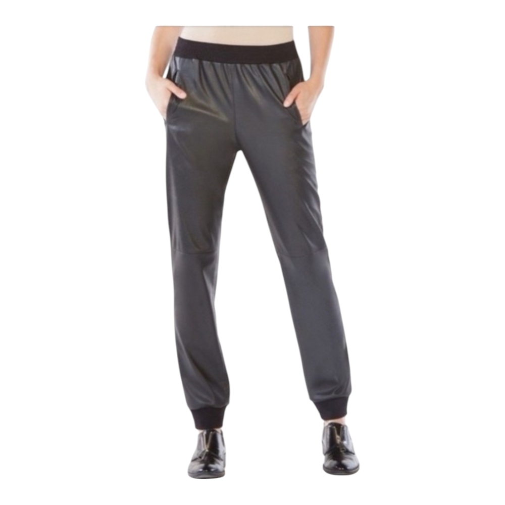 BCBGMaxAzria Black Faux Leather Joggers - Picture 2 of 5